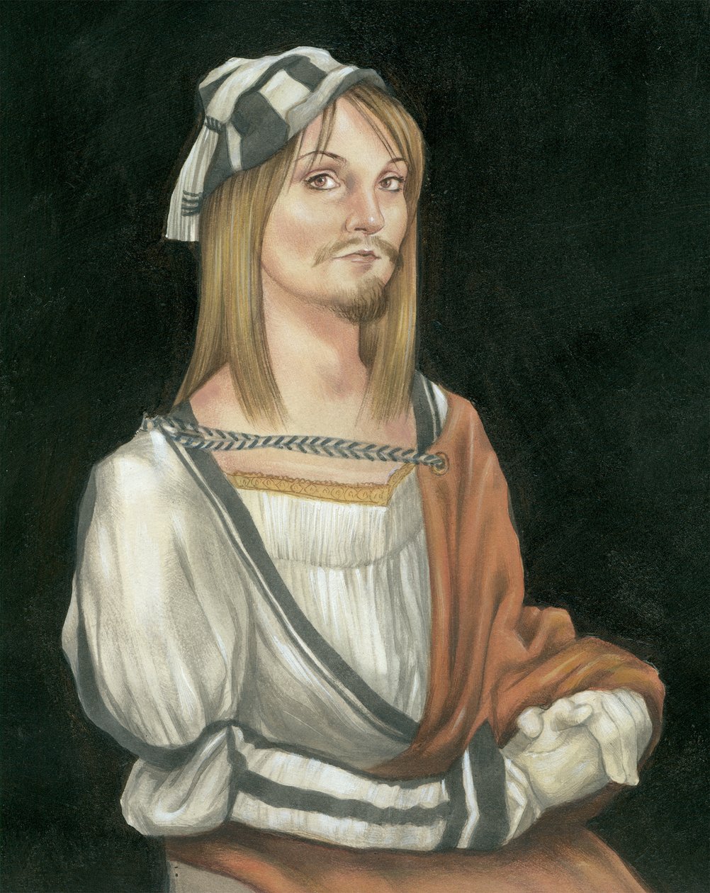 Autorretrato com pêlos faciais, 2011 (tinta acrílica sobre cartão de ilustração) de Anita Kunz