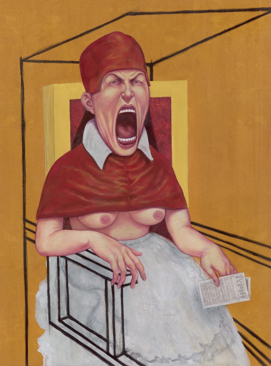 Estudo Depois de Innocenta XX, 2016 (tinta acrílica sobre cartão de ilustração) de Anita Kunz