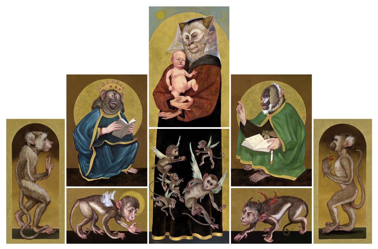 O Retábulo Secular, 2017 (tinta acrílica sobre cartão de ilustração) de Anita Kunz