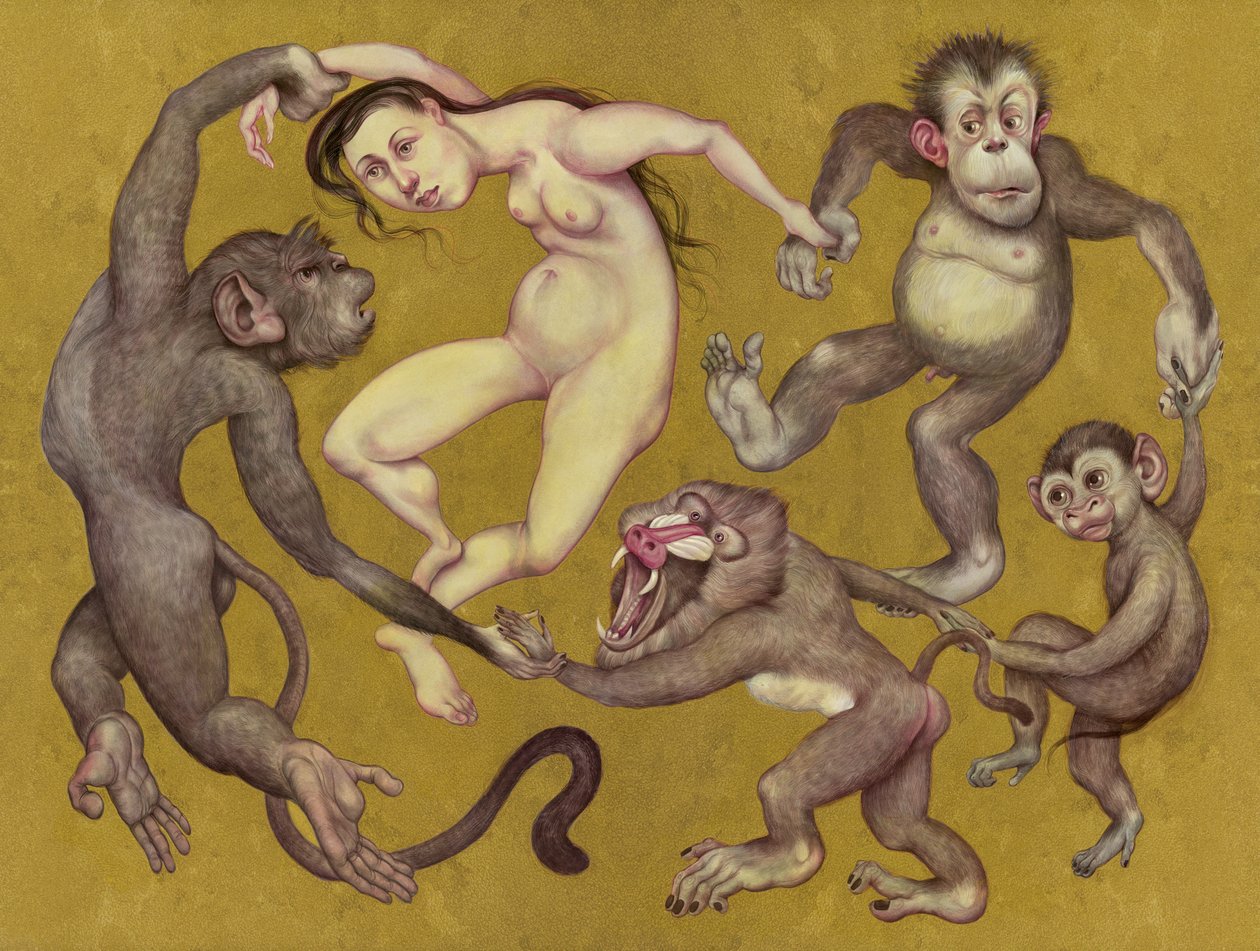 Os Dançarinos de Tamarim, 2015 (tinta acrílica sobre placa de ilustração) de Anita Kunz