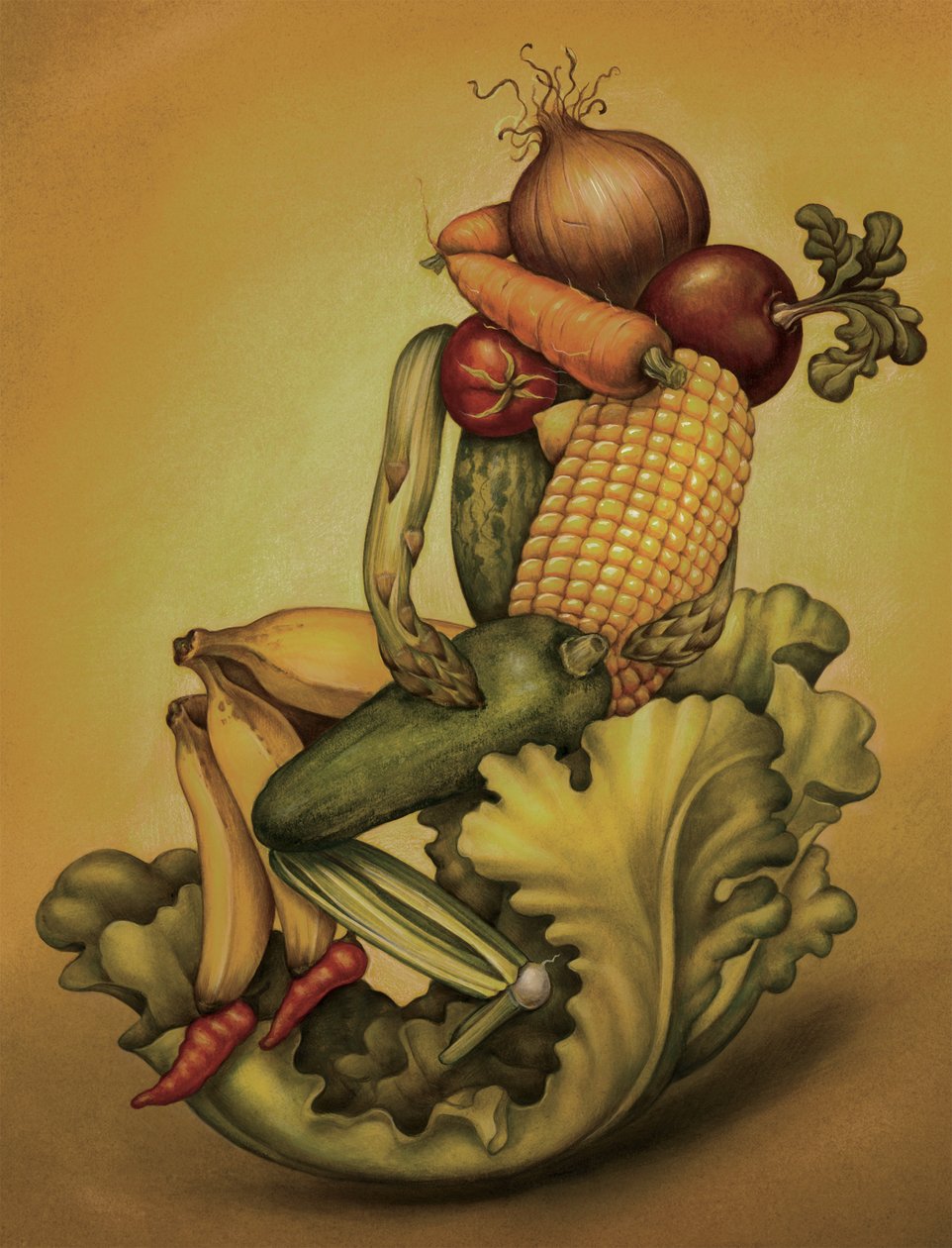 Vegan Kiss, 2010 (tinta acrílica sobre cartão de ilustração) de Anita Kunz