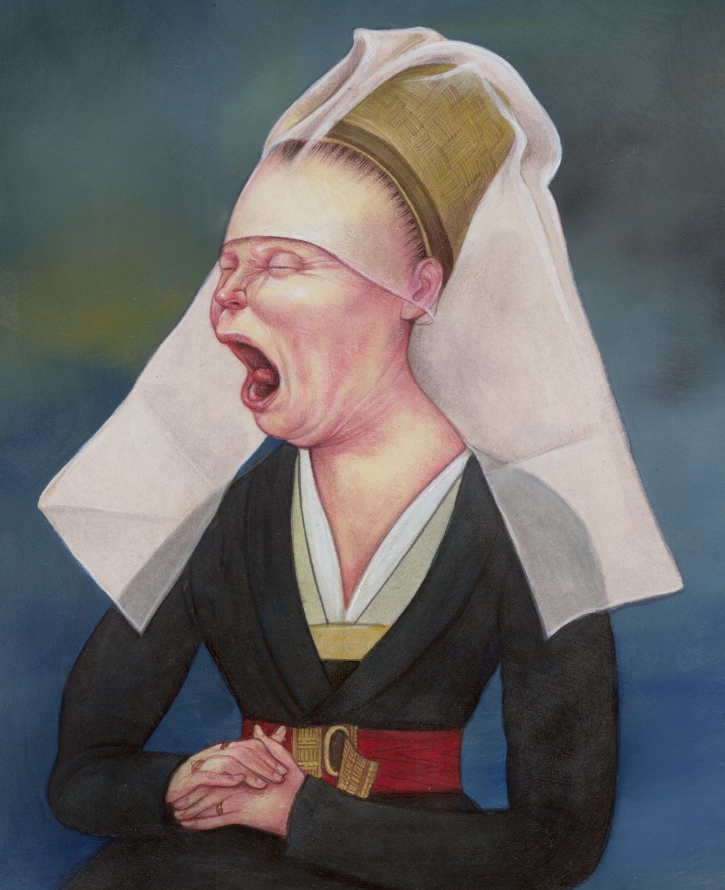 Woman Being Mansplained, 2018 (tinta acrílica sobre placa de ilustração) de Anita Kunz