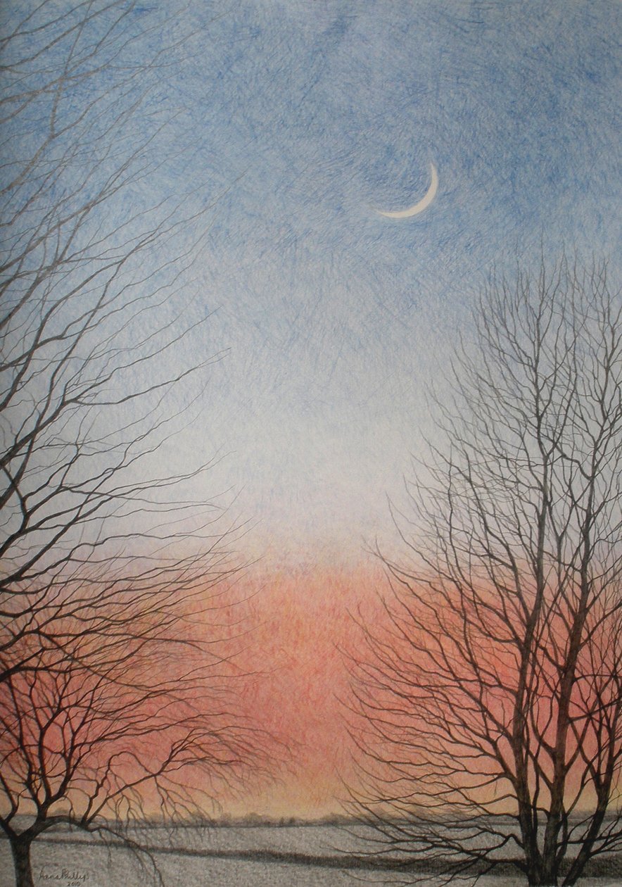 No início da noite de 2010 (lápis colorido sobre papel) de Anna Phillips