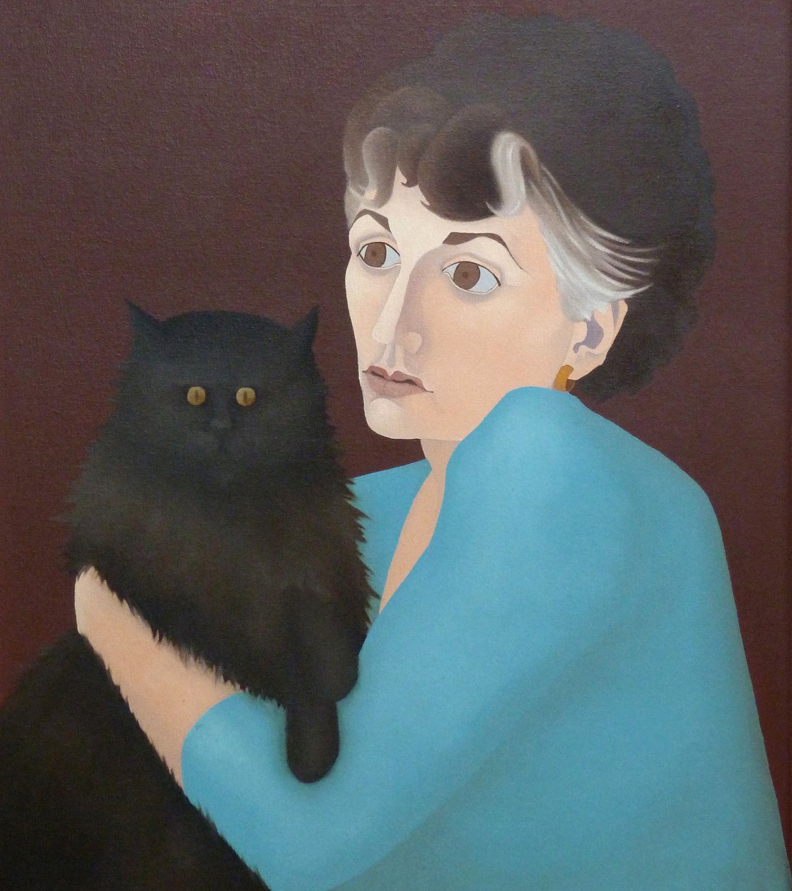 Mulher com um gato, 1982 de Anna Phillips