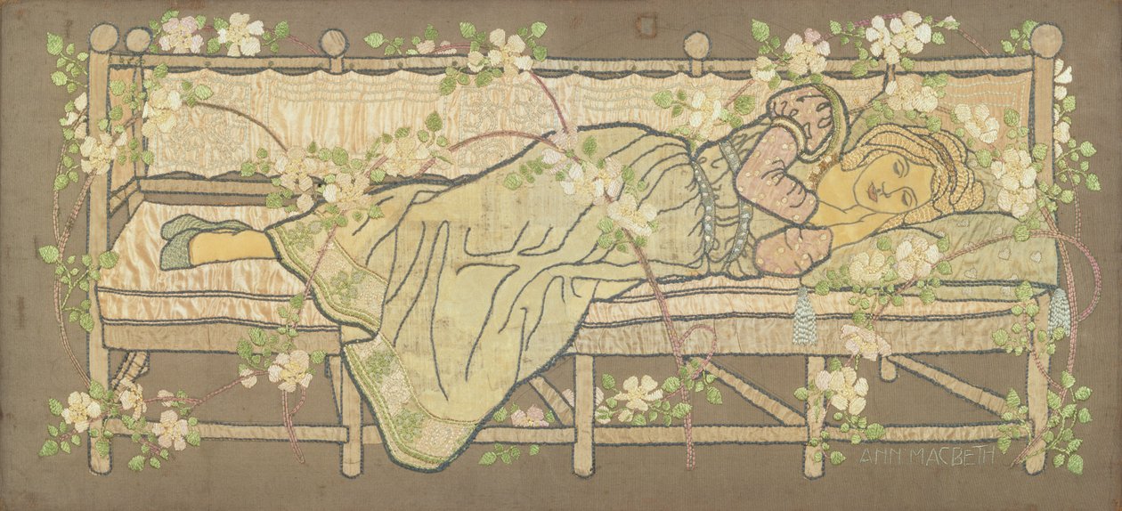 A Bela Adormecida (bordado em seda) de Ann MacBeth