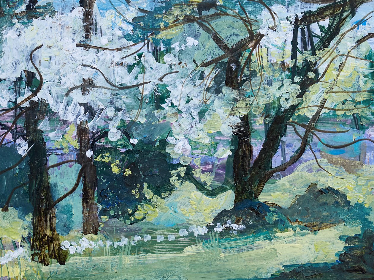 Árvores florais, Paxton, 2021 (Acrílico) de Ann Oram