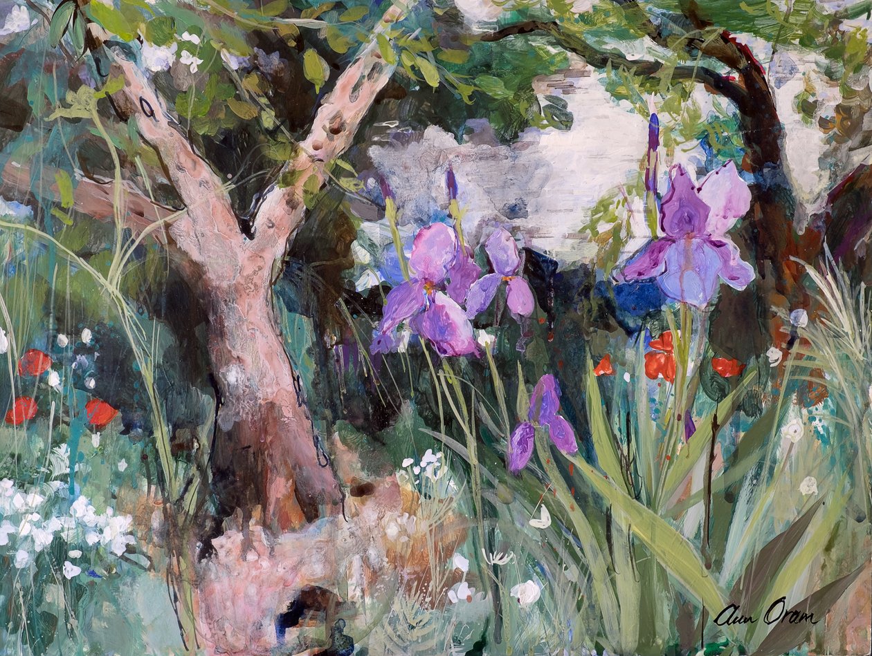 Mediterranean Garden with Irises, 2019 (Acrílico) de Ann Oram
