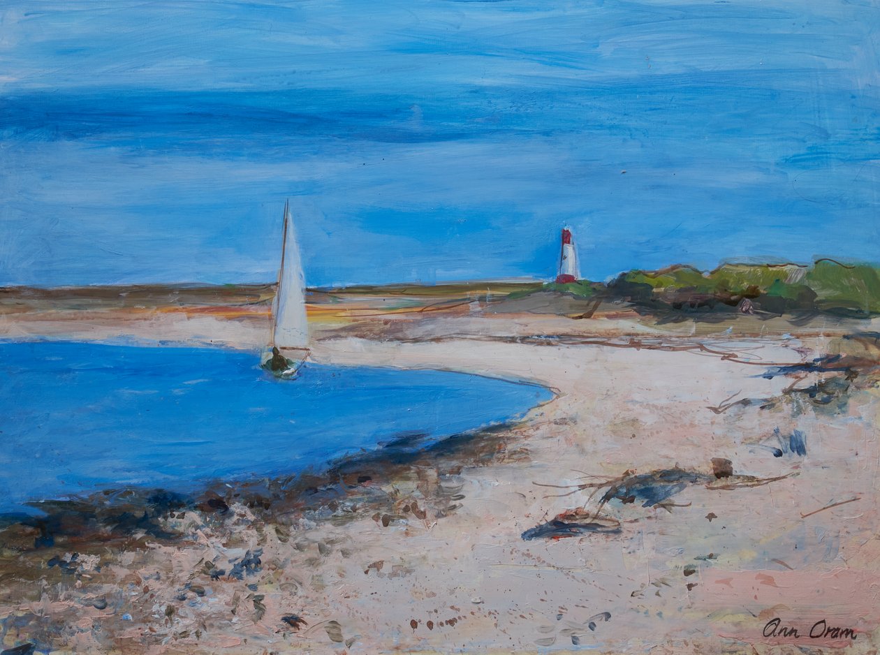Barco à vela fora de Berwick, 2021 (acrílico) de Ann Oram