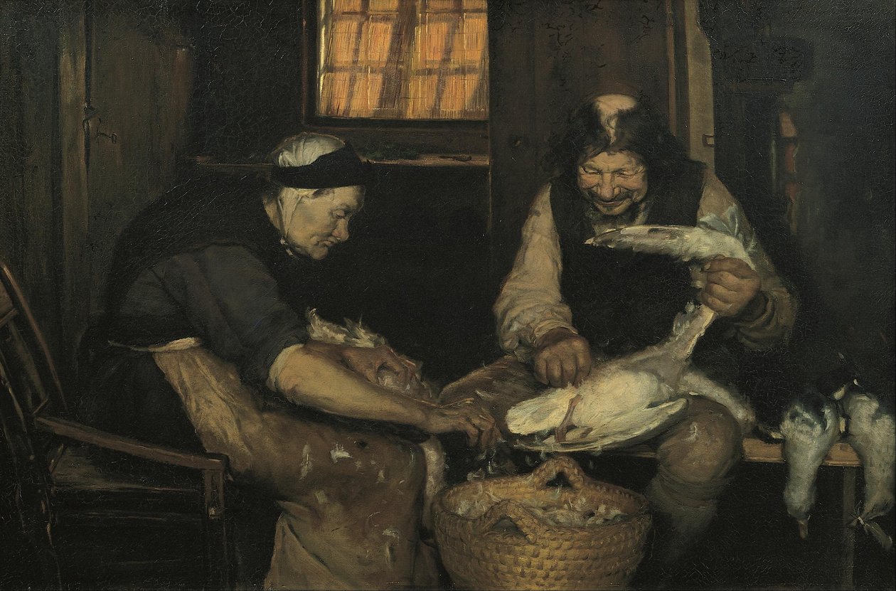 Pares velhos que arrancam gaivota. Lars Gaihede e o velho Lene de Anna Ancher