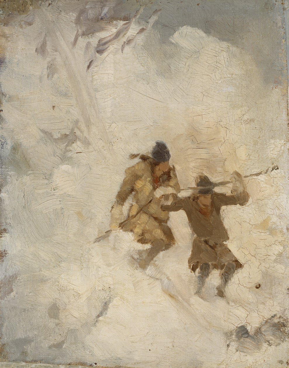 Dois Lapps de Esqui, Estudo (óleo sobre tela em masonite) de Anna Nordlander