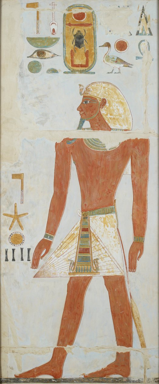 Cópia da pintura de parede, Grande Templo Deir el Bahri, Capela de Anubis, século XX de Anna