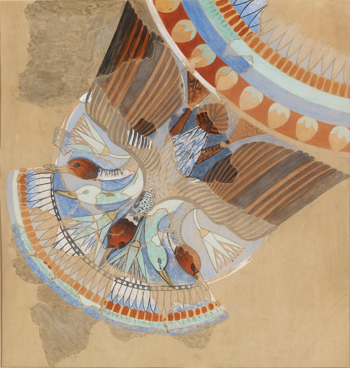 Cópia de pintura de parede, uma casa, Amarna, gansos, século 20 de Anna