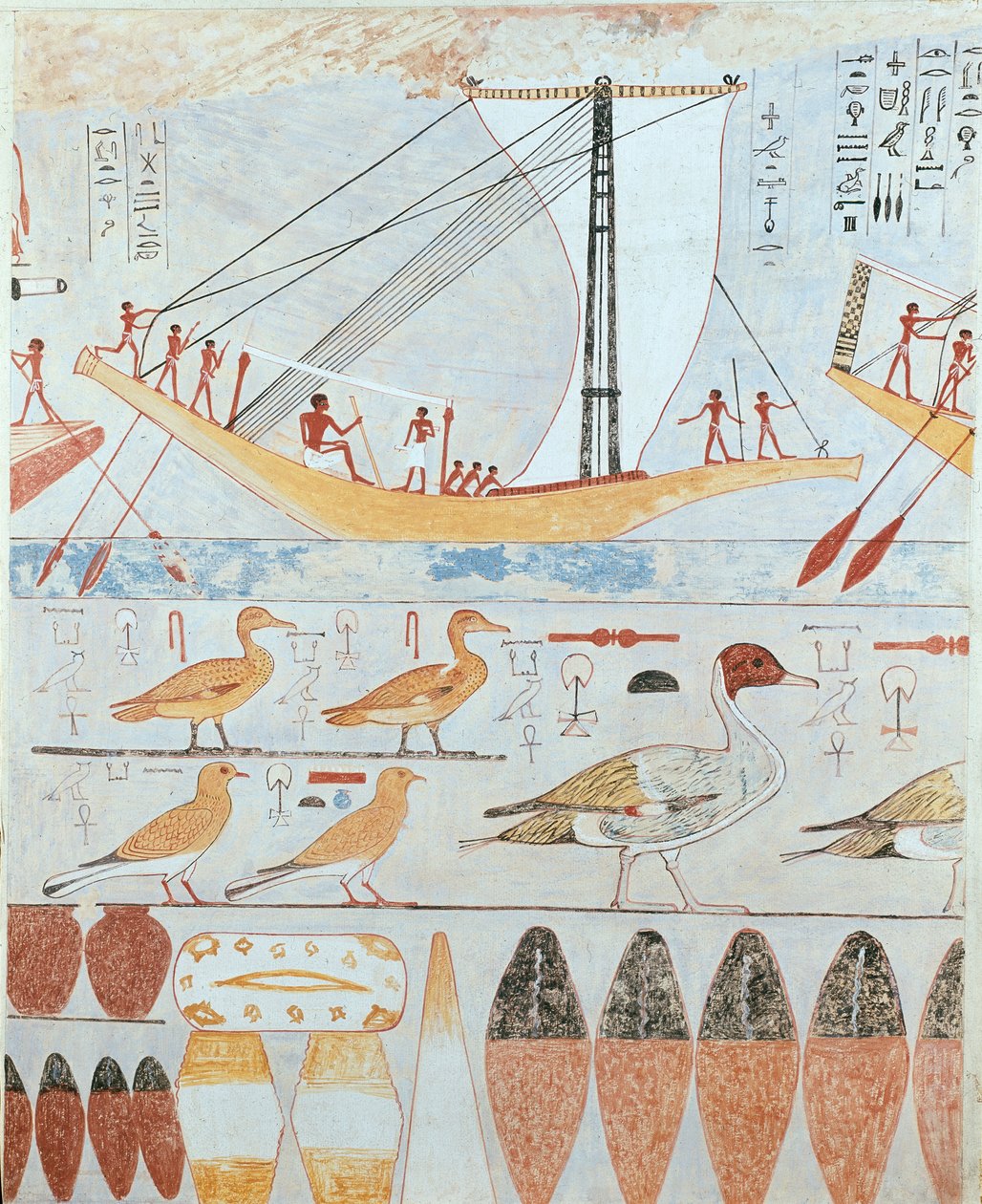 Cópia da pintura de parede de um túmulo privado de Kaemankh, III, 295, século XX de Anna