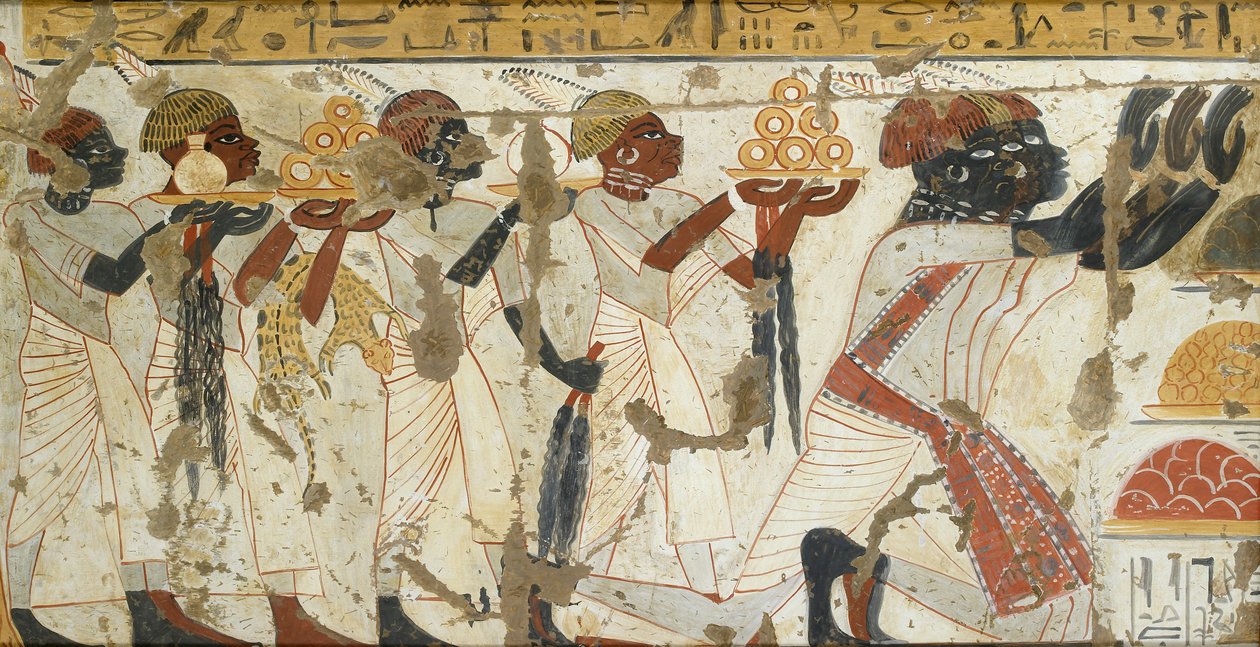Cópia da pintura mural do túmulo privado 40 de Huy, Tebas I,1, 75-78, século XX de Anna