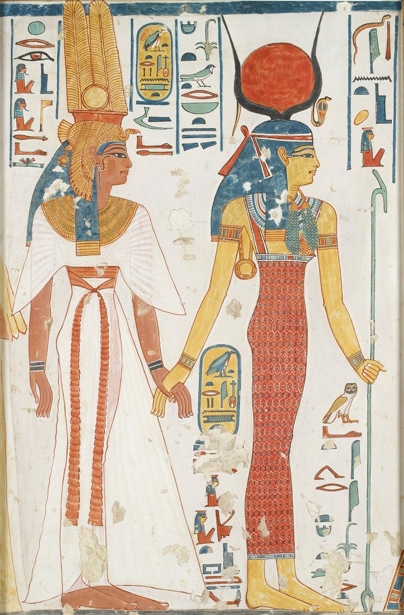 Cópia da pintura da parede do túmulo da rainha 66 de Nefertari, Tebas, século XX de Anna