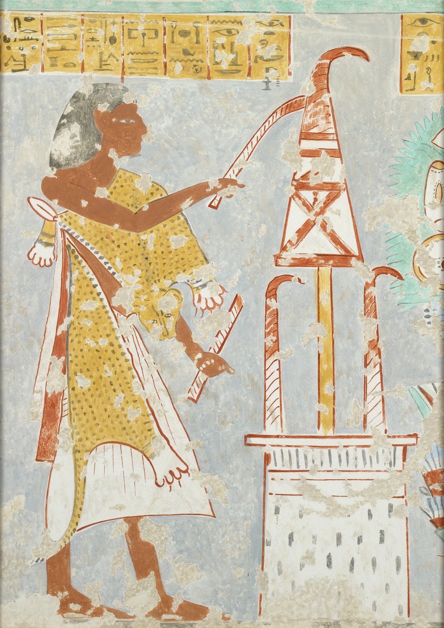 Cópia da pintura de parede, túmulo privado 296 de Nefersekhemru, Tebas, harpista cego, século XX de Anna