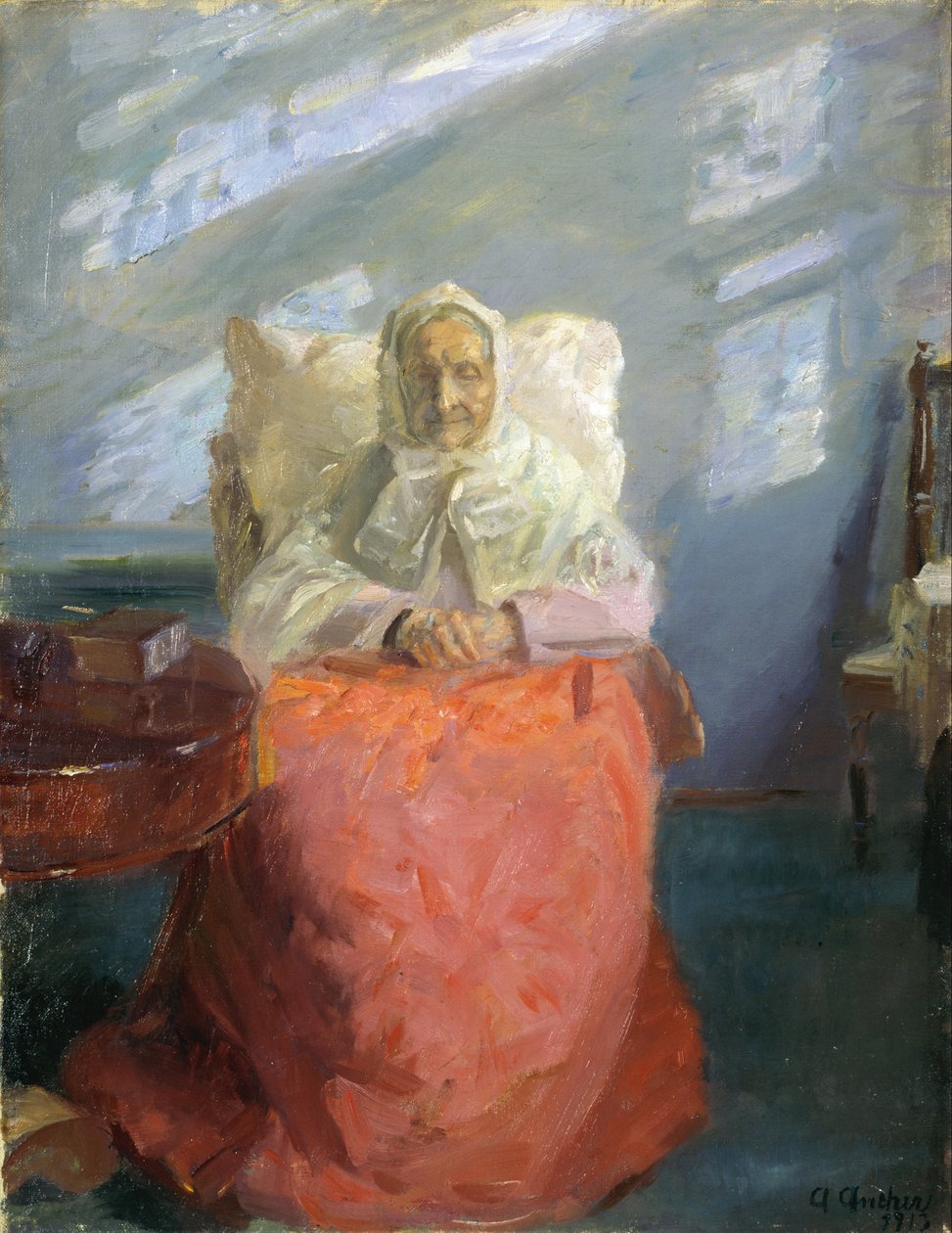 Sra. Ane Brøndum na sala azul de Anna Ancher