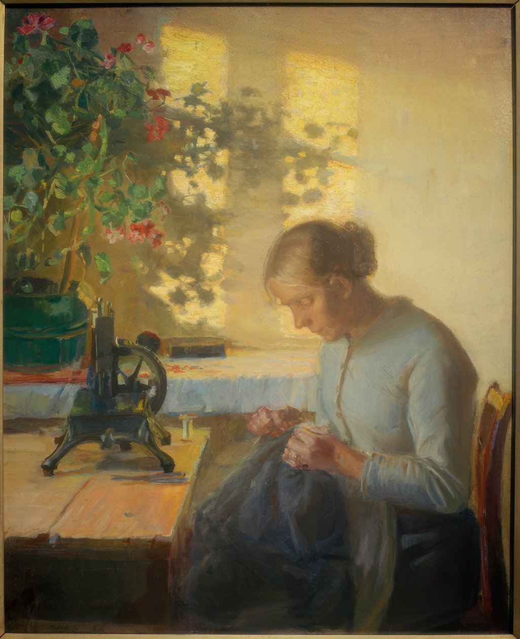Filha de pescador de costura de Anna Ancher