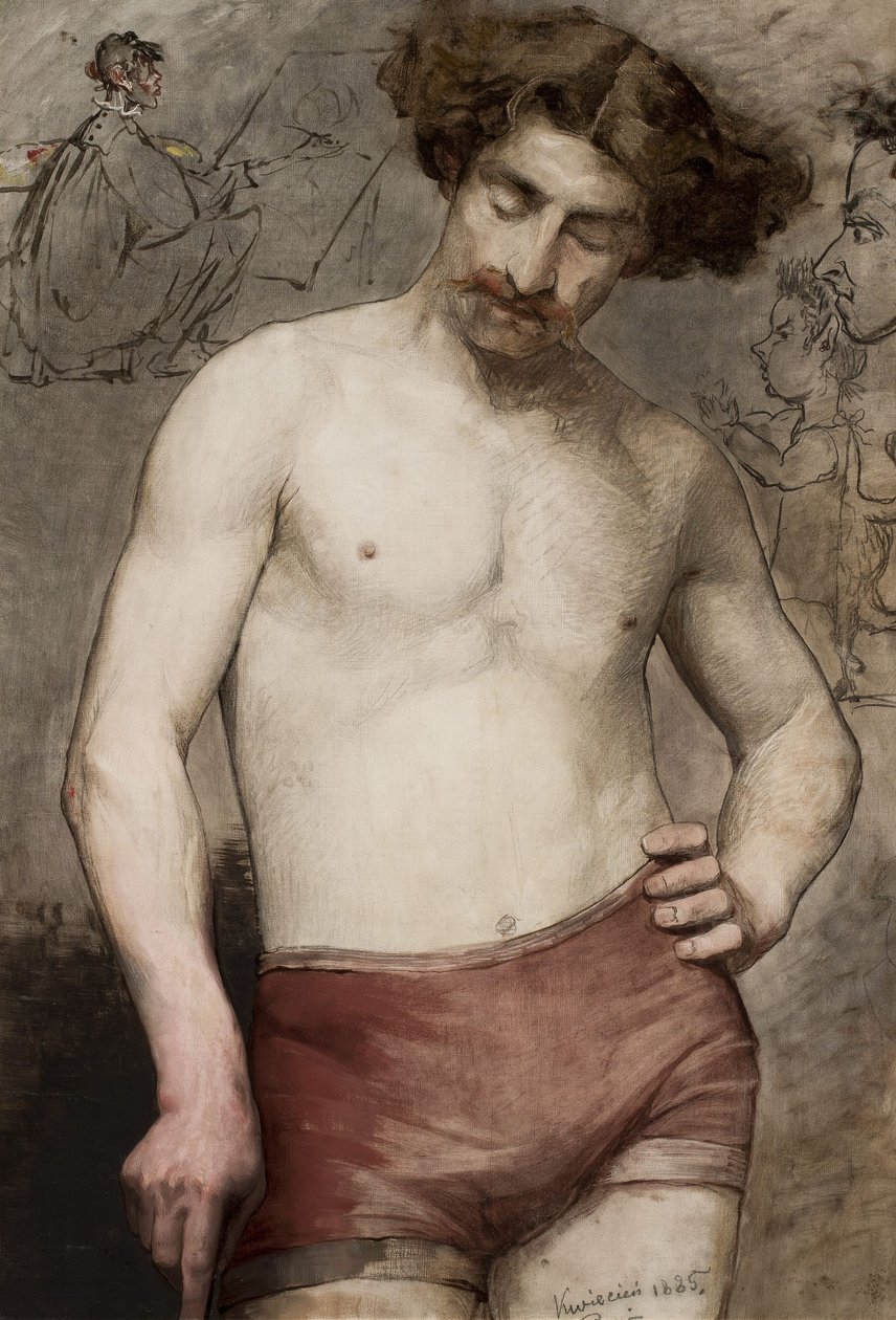 Polaco: Semi-nudez masculina - Estudo de uma semi-nudez masculina de Anna Bilińska Bohdanowicz