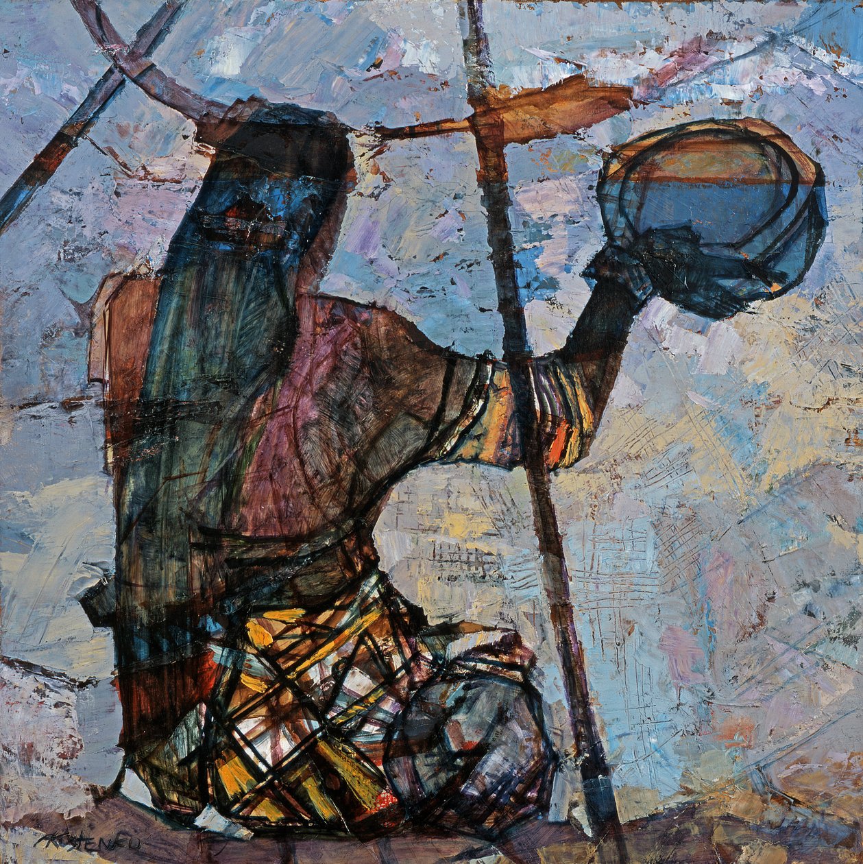 Uma mulher de pesca de Anna Contemporary Artist Kostenko