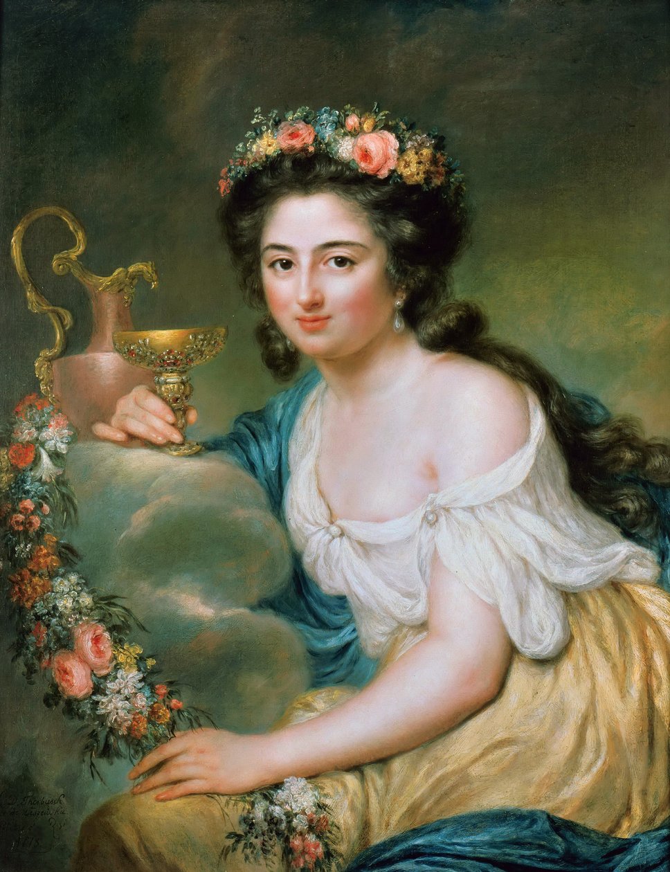 Retrato de Henriette Herz, née De Lemos 1764-1847 como Hebe, 1778. de Anna Dorothea Therbusch