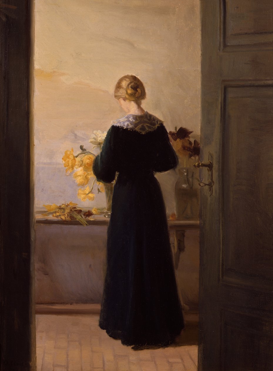 Rapariga a arranjar flores de Anna Kirstine Ancher