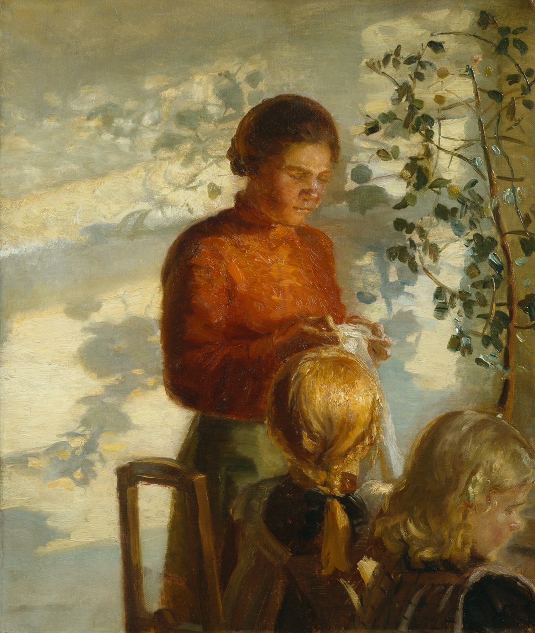 Para as meninas ensinarem a coser, c.1910 (pintura) de Anna Kirstine Ancher