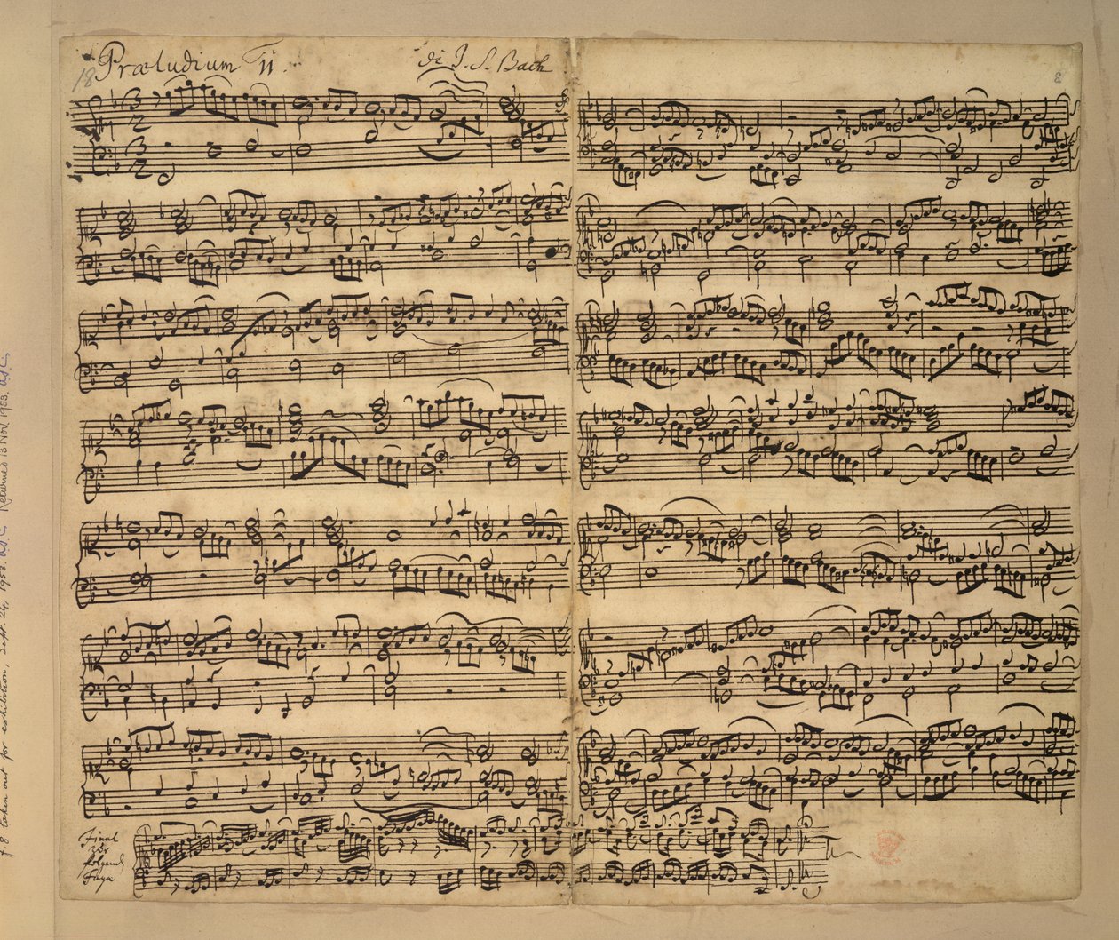 Adicionar MS 35021, f.8r, prelúdio em Fá maior, Das Wohltemperierte Clavier, livro 2, de Johann Sebastian Bach de Anna Magdalena Bach