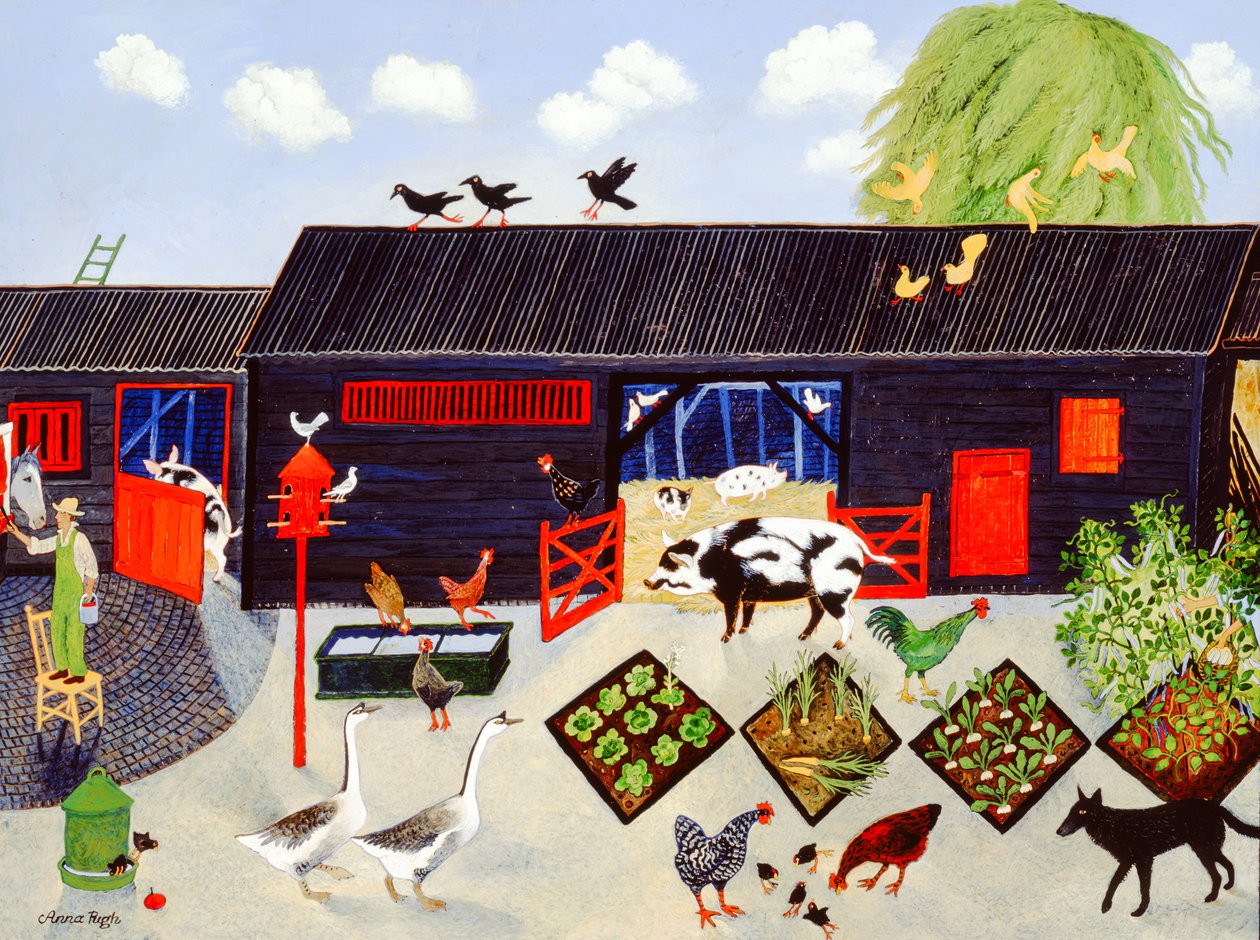 Colheita de feijão, 2004 (acrílico) de Anna Pugh