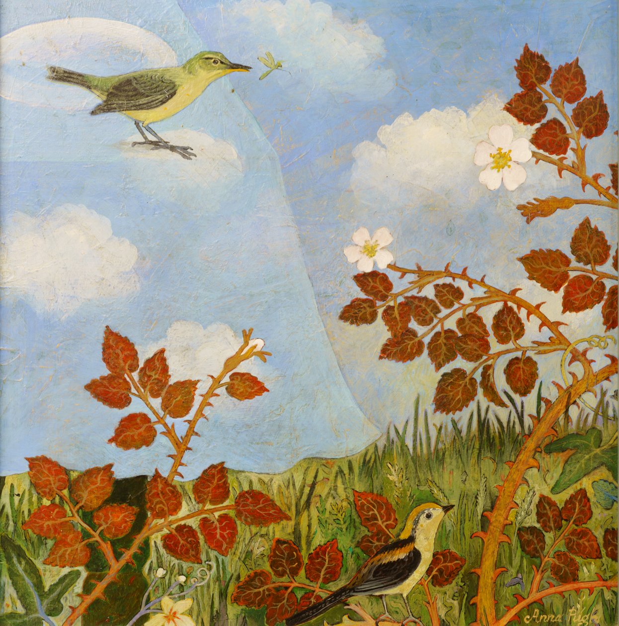Pássaros numa nuvem, 2023 (acrílico) de Anna Pugh