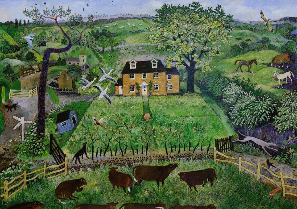 Casa de campo de cedro, 2016 (acrílico) de Anna Pugh