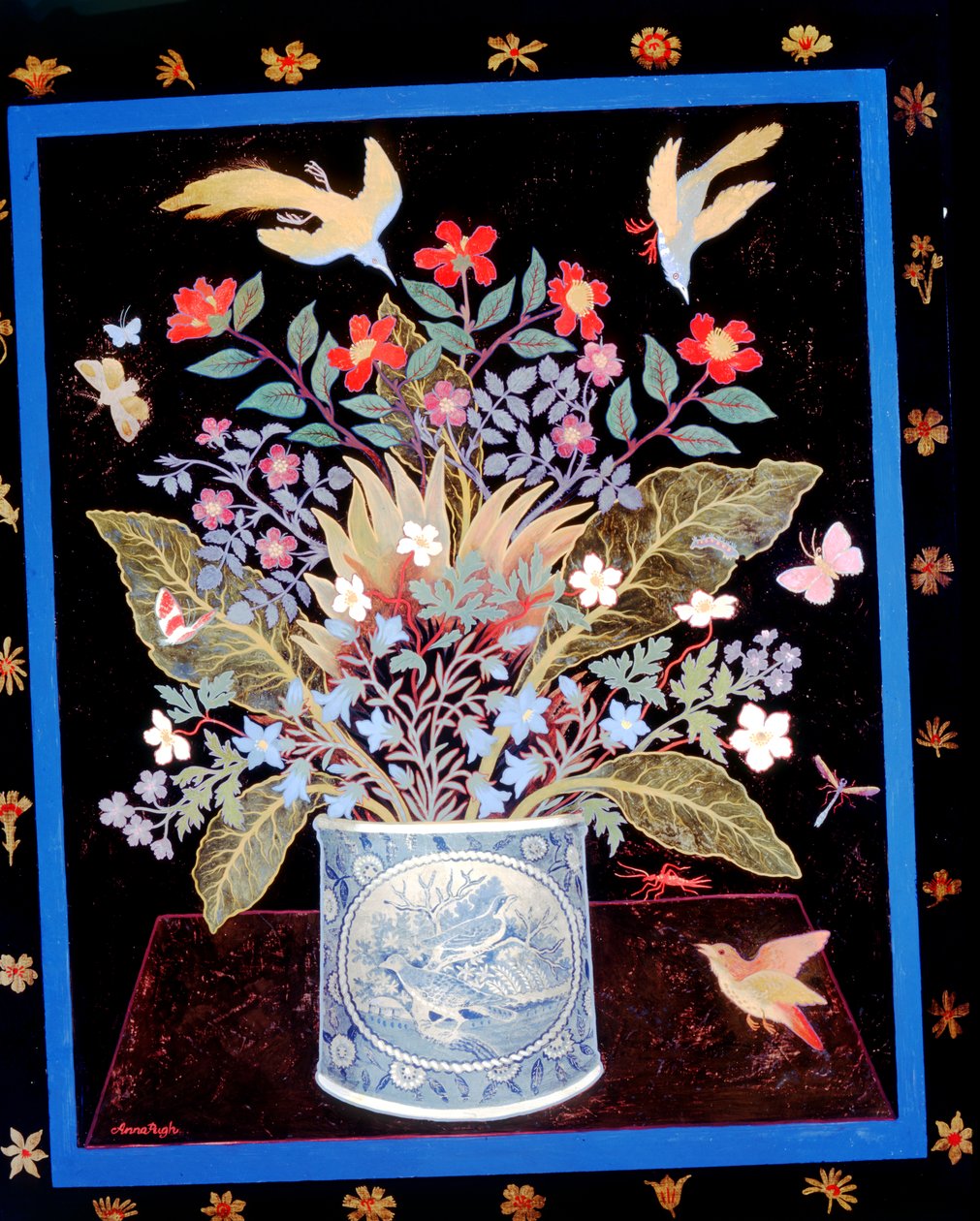 Flores numa caneca azul de Anna Pugh