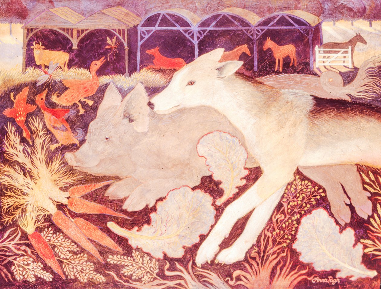 Jenny Looking in a pigs ear, 2013 (acrílico) de Anna Pugh