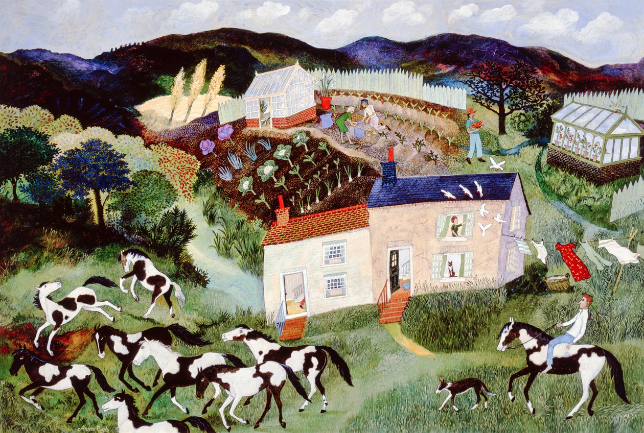 Apanhar batatas, 2001 (acrílico) de Anna Pugh