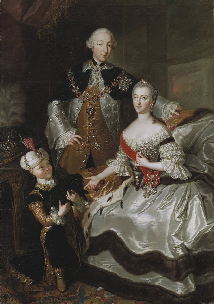 Pierre III Fiodorovitch, Empereur de Russie et Catherine Alexeivna (Catherine II) - Retrato do Grão-Duque Pyotr Fyodorovitch e da Grã-Duquesa Catherine Alekseyevna, de Lisiewska, Anna Rosina (1713-1783). Óleo sobre tela de Anna Rosina Lisiewska