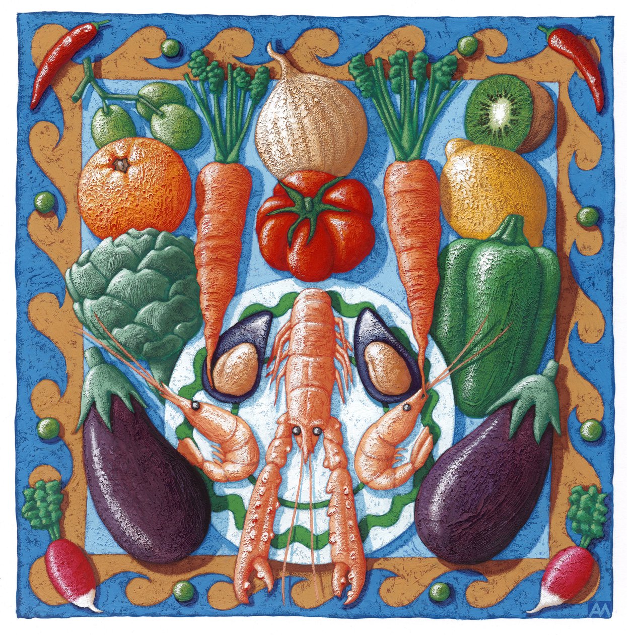 Langoustine, 2000 (guache) de Annalisa Morrocco