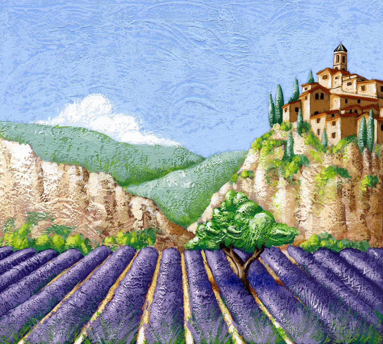 Campos de lavanda, 2015 (guache) de Annalisa Morrocco