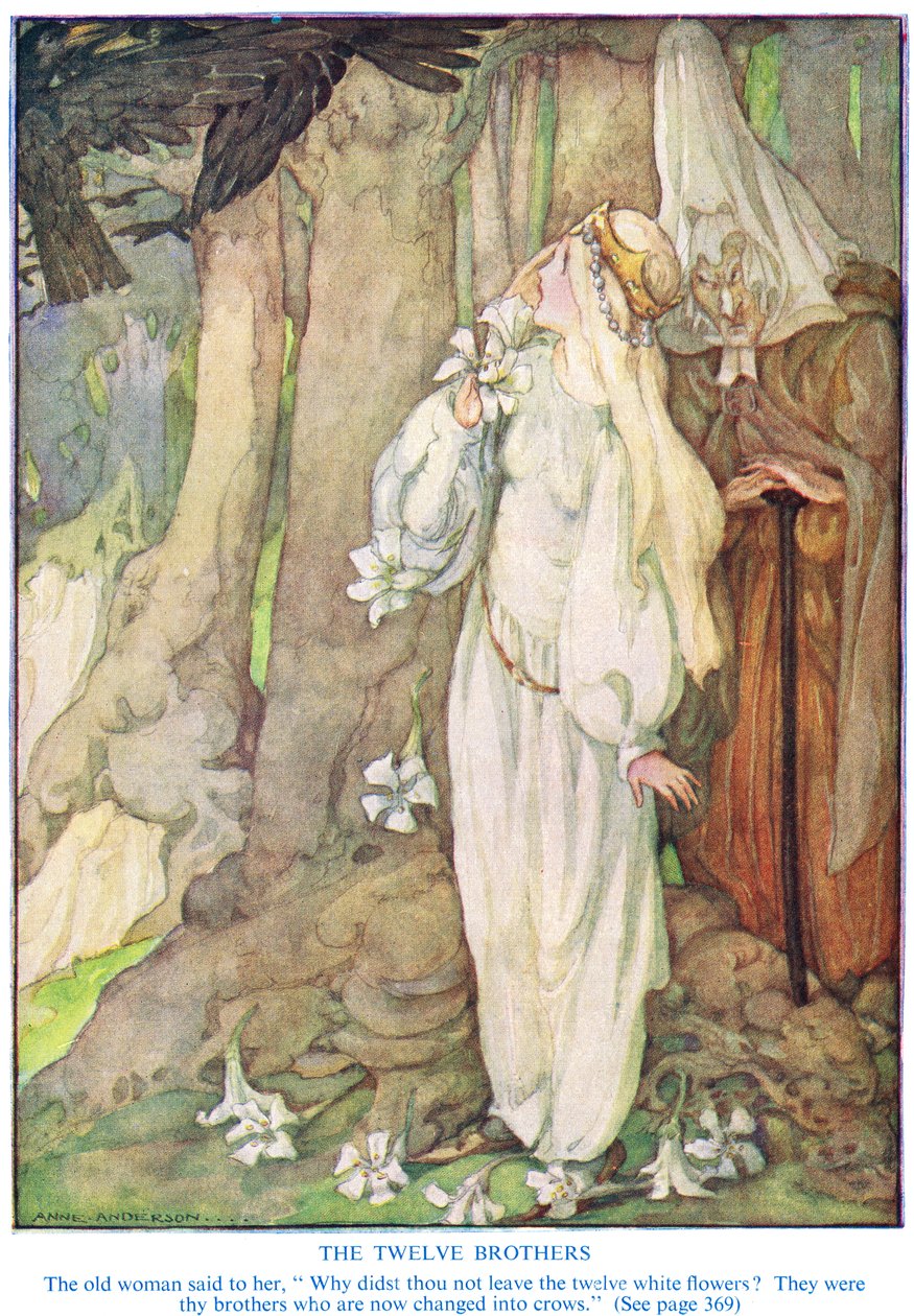 Ilustração de &39;The Twelve Brothers&39; pelos irmãos Grimm de Anne Anderson