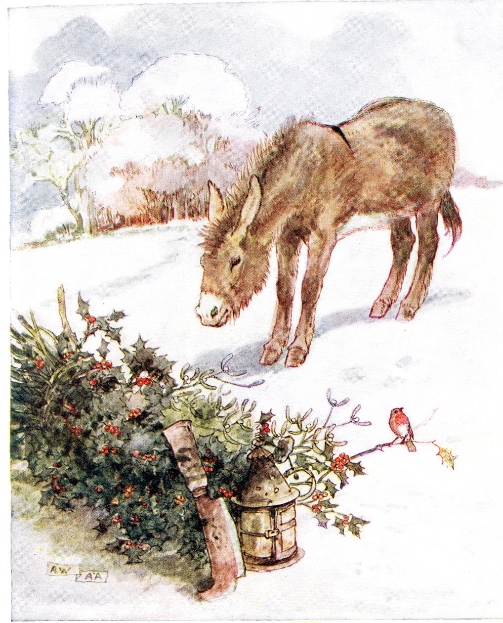&39;Muito frio e moído todo branco. Não consigo encontrar nada para comer &39;, ilustração de&39; The Naughty Neddy Book &39;, publicado por Thomas Nelson und Sons, da década de 1920 de Anne Anderson