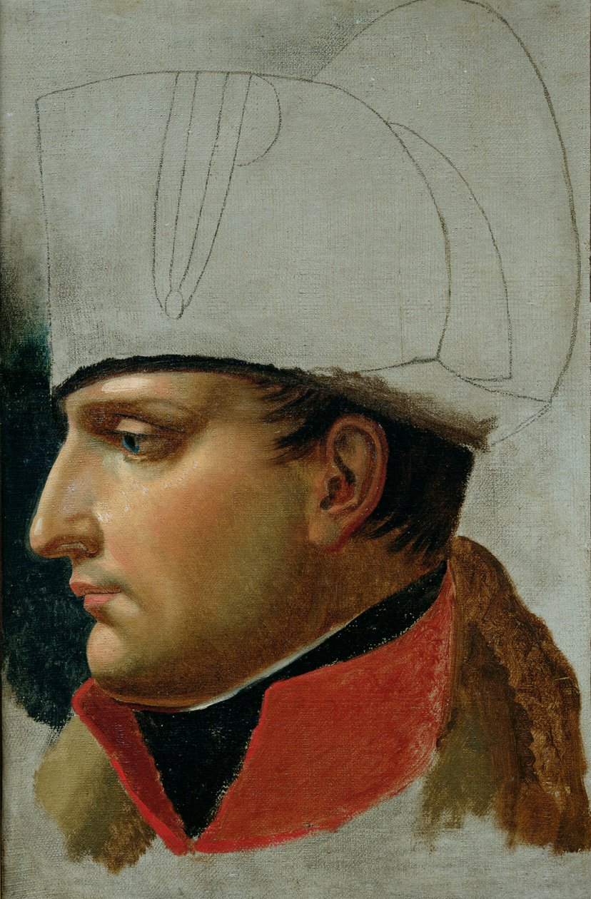 Retrato inacabado de Napoleão I (1769-1821) anteriormente atribuído a Jacques Louis David (1748-1825) 1808 de Anne Louis Girodet de Roucy Trioson
