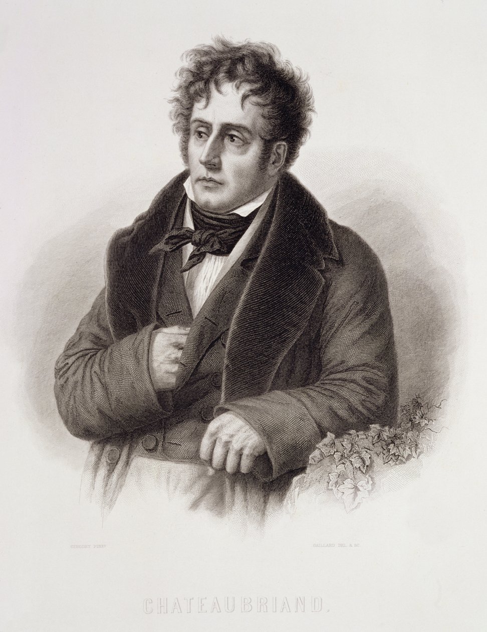François Rene, Visconde de Chateaubriand (1768-1848) gravado por Rene Gaillard (c.1719-90) de Anne Louis Girodet de Roucy Trioson