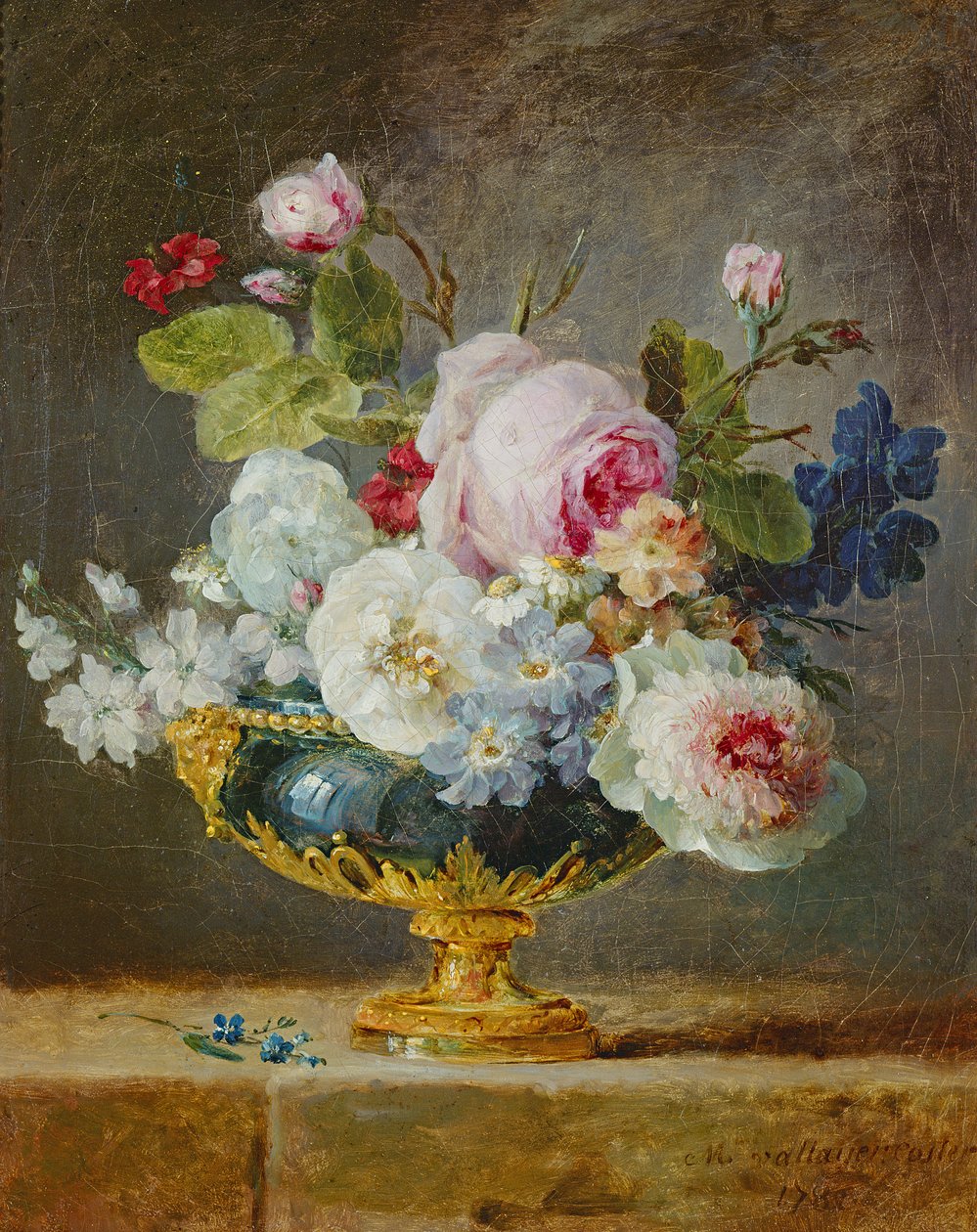 Flores em um vaso azul, 1782 de Anne Vallayer Coster