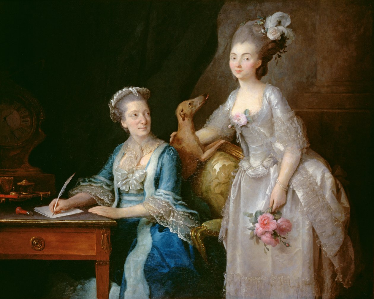 Retrato, de, um, senhora idosa, com, dela, filha de Anne Vallayer Coster