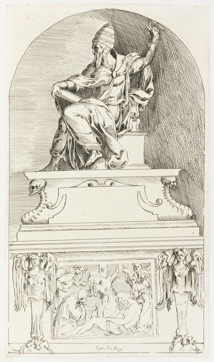Estudo para o túmulo do Papa Clemente VII, depois de Baccio (Bartolommeo) Bandinelli (impressão) de Anne Claude Philippe de Caylus