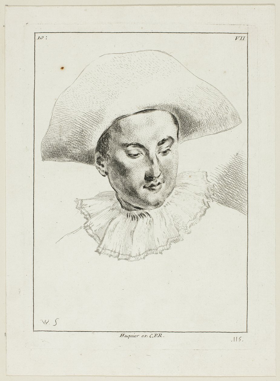 Cabeça de homem (com chapéu e rufo) de Anne Claude Philippe Caylus