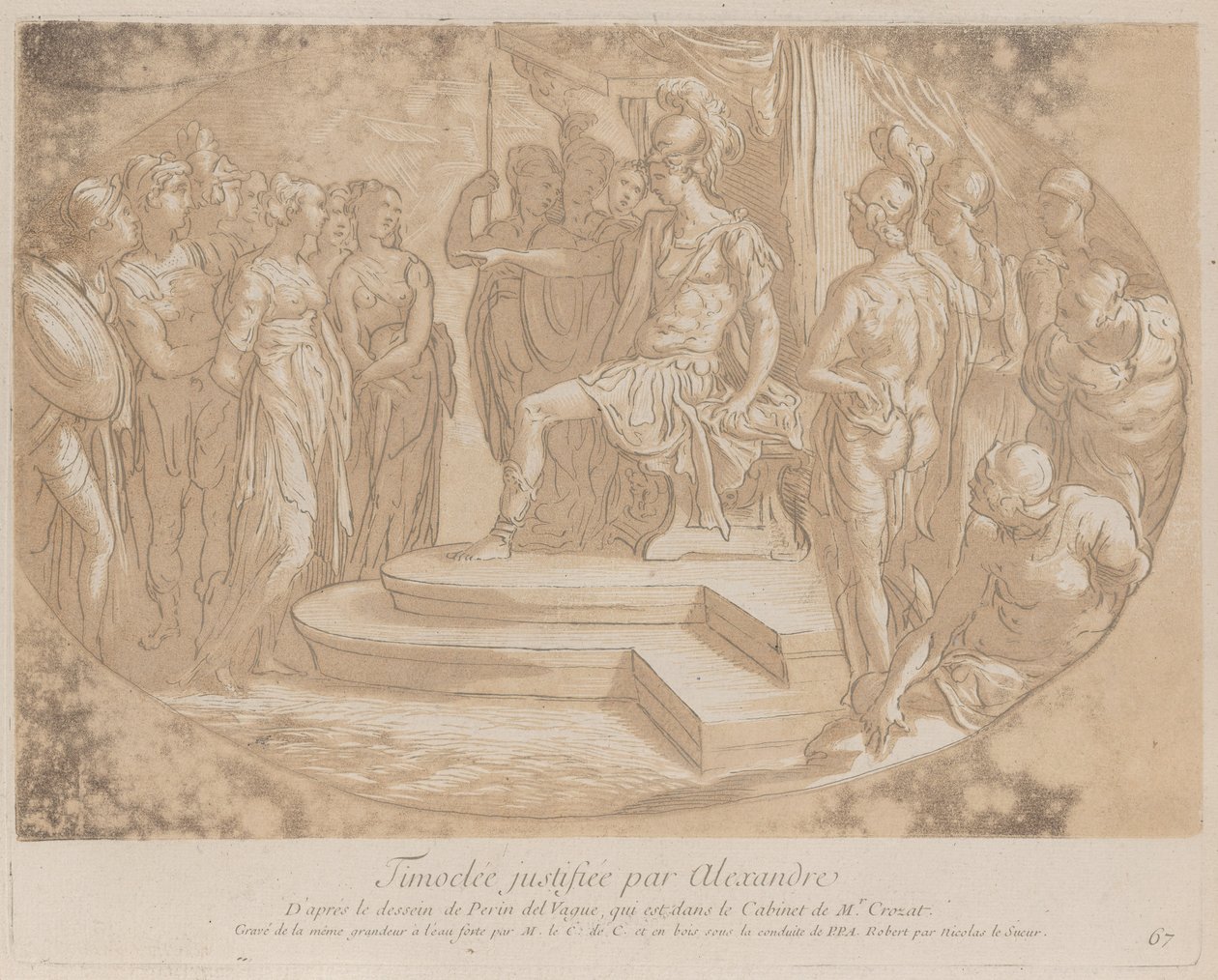Alexandre, o Grande, libertando Timoclea, frous bea..., ca. 1729-40 de Anne Claude Philippe de