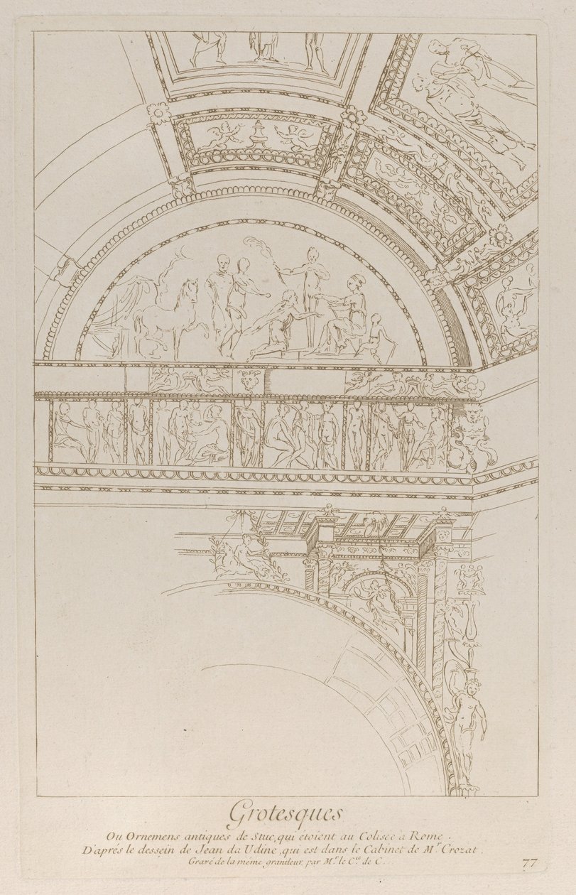 Grotescos: detalhe dos relevos de estuque que decoram o Coliseu de Roma, ca. 1729. de Anne Claude Philippe de Caylus