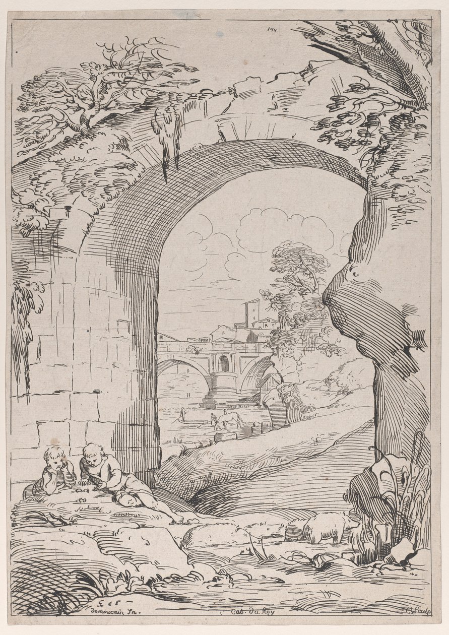 Paisagem com Ponte, séc. XVIII. de Anne Claude Philippe de Caylus