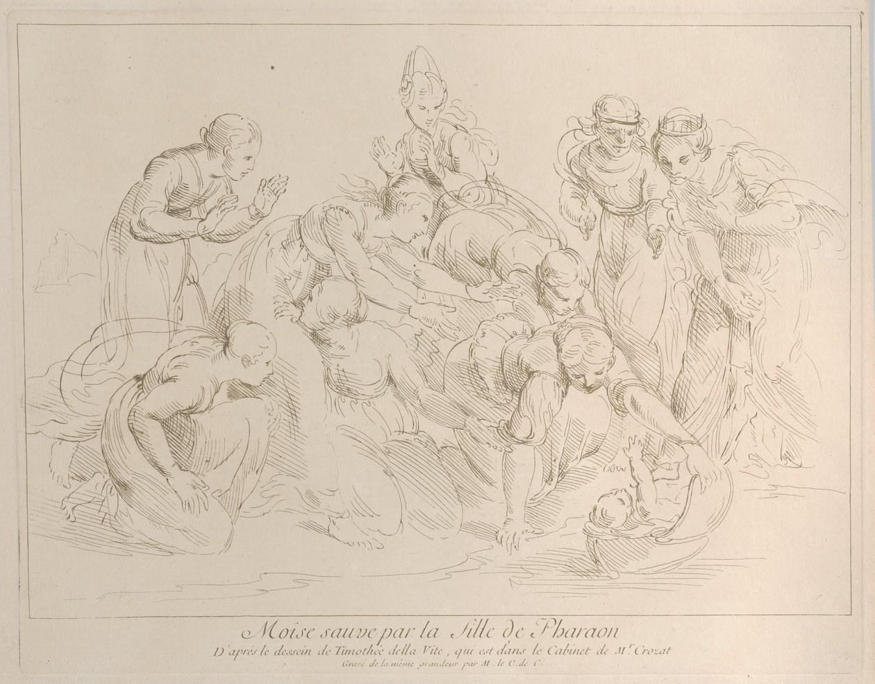 Moisés salvo pela filha do faraó, ca. 1729. de Anne Claude Philippe de Caylus