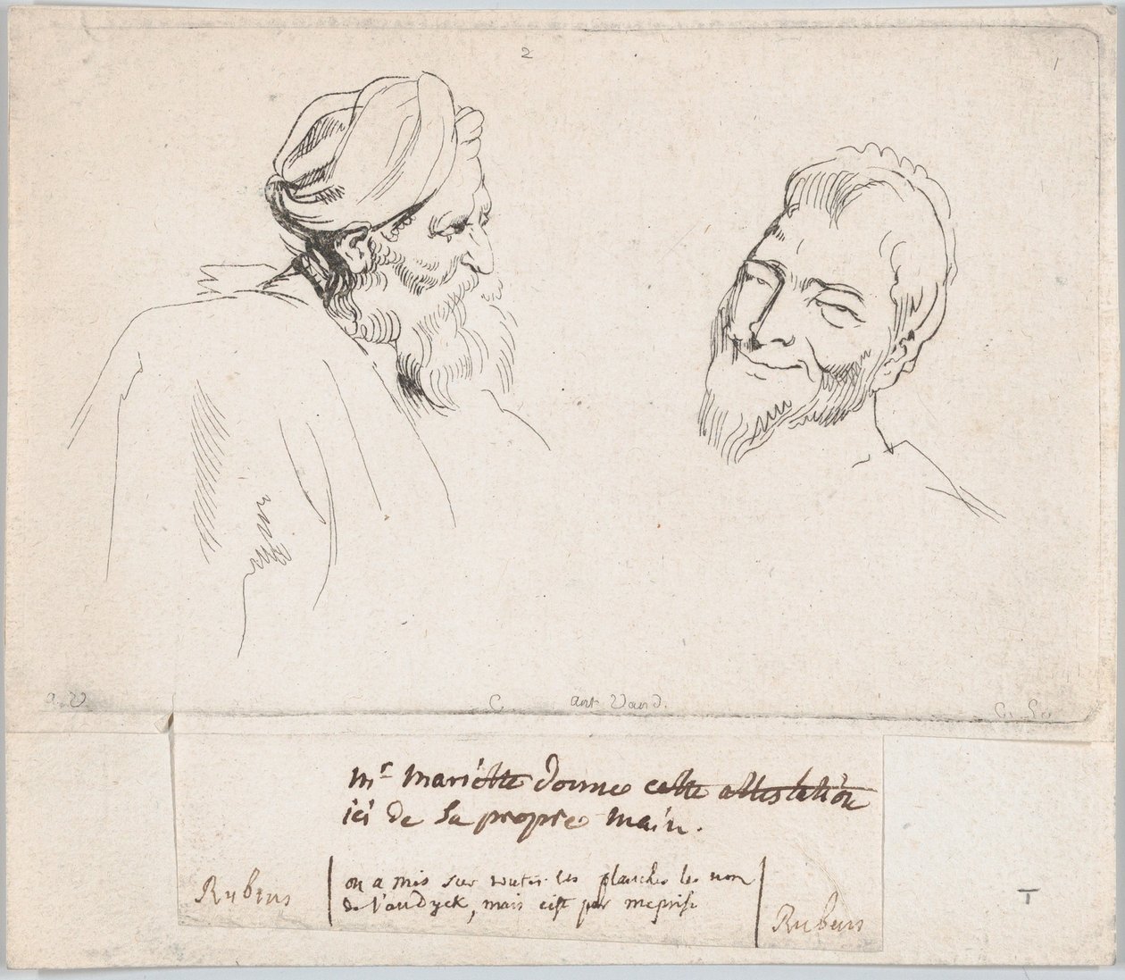 Dois estudos de cabeças, 1735. de Anne Claude Philippe de Caylus